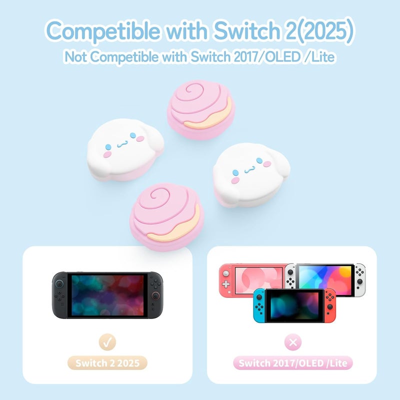 Kuitmor Switch 2 Game Console Thumb Grip Caps, 4PCS Soft Silicone Joystick Cover, Cute Analog Stick Cap Compatible with Switch 2025 - DEG - Image 2